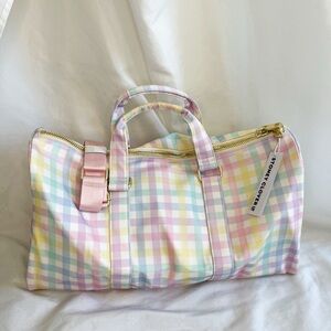 Stoney Clover Lane Rainbow Gingham Large Duffle bag NWT
